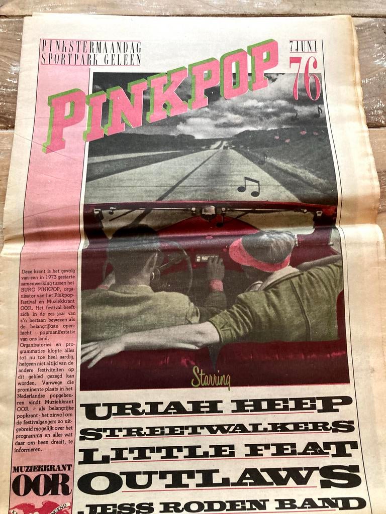 Pinkpop Krant 1976 URIAH HEEP Streetwalkers LITTLE FEAT, Boeken, Ophalen of Verzenden, Muziek, Film of Tv