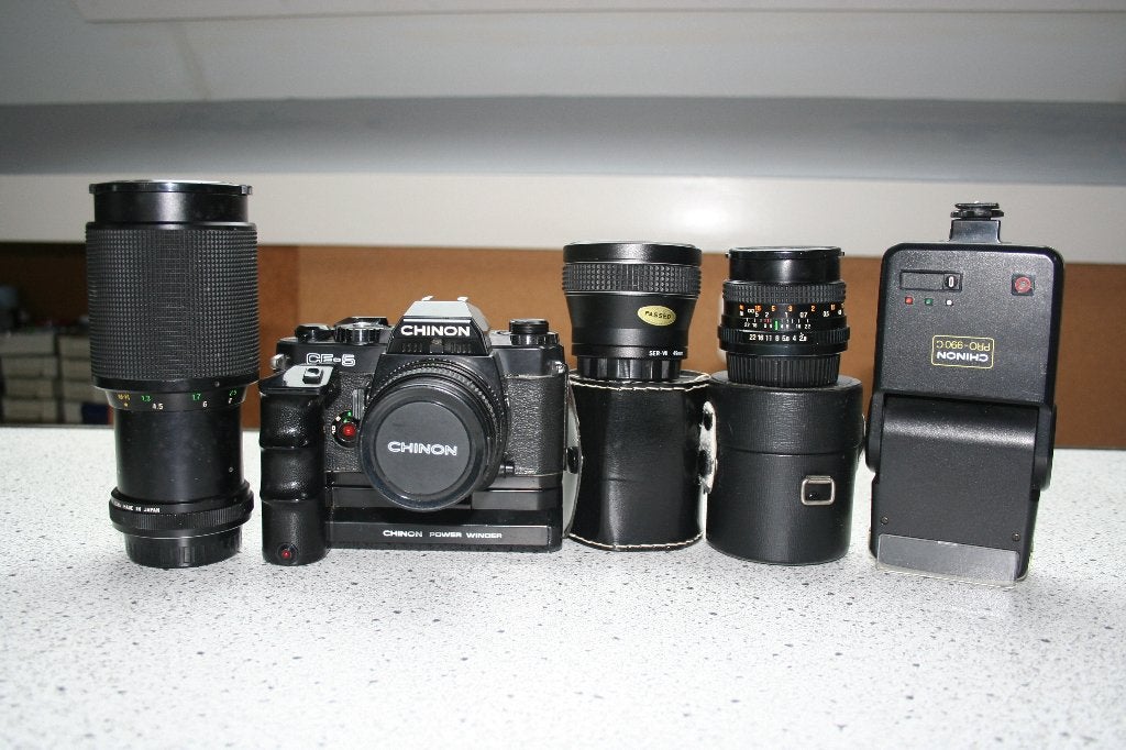 CHINON CE-5 Spiegelreflex Camera Analoog  ( set )    , Ophalen, Gebruikt, Spiegelreflex, Overige Merken