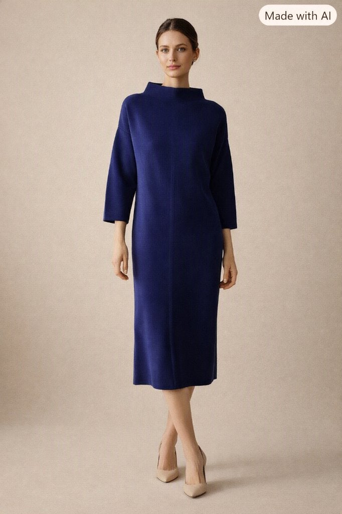 Natan vintage jurk donkerpaars maat 38/40 – 100% Virgin Wool, Maat 38/40 (M), Verzenden, Paars, Zo goed als nieuw