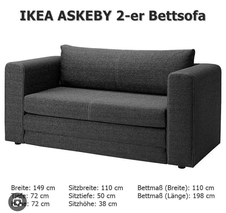 IKEA ASKEBY 2-Seat Sofa Bed – Dark Gray, Ophalen, Gebruikt, 100 tot 125 cm, Tweepersoons