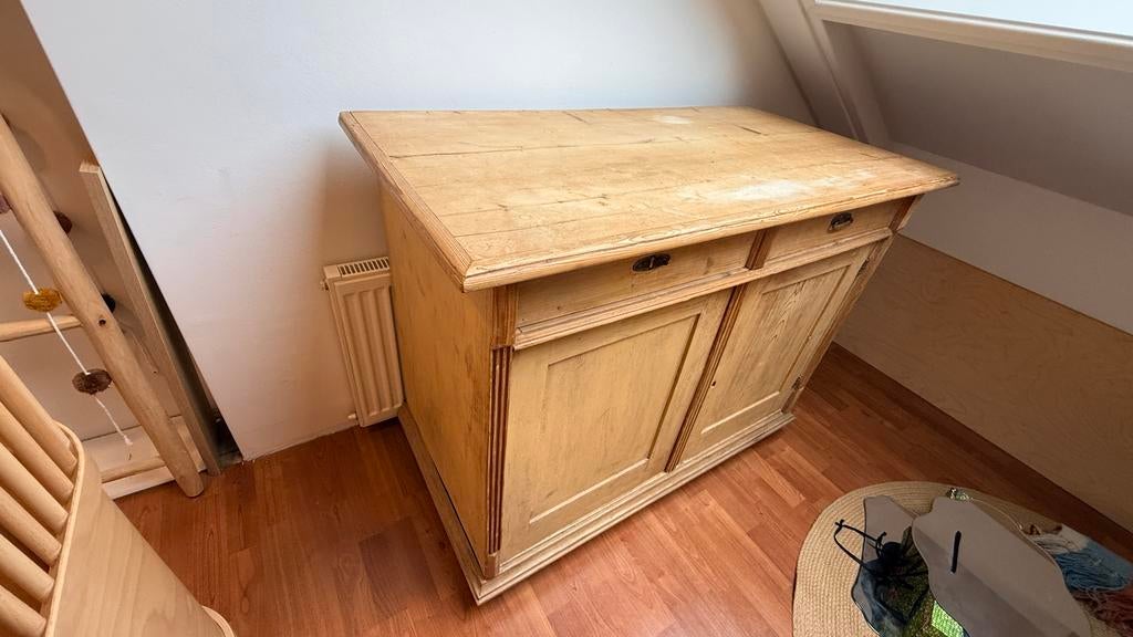 Vintage houten dressoir/ commode met lades en deuren, Ophalen