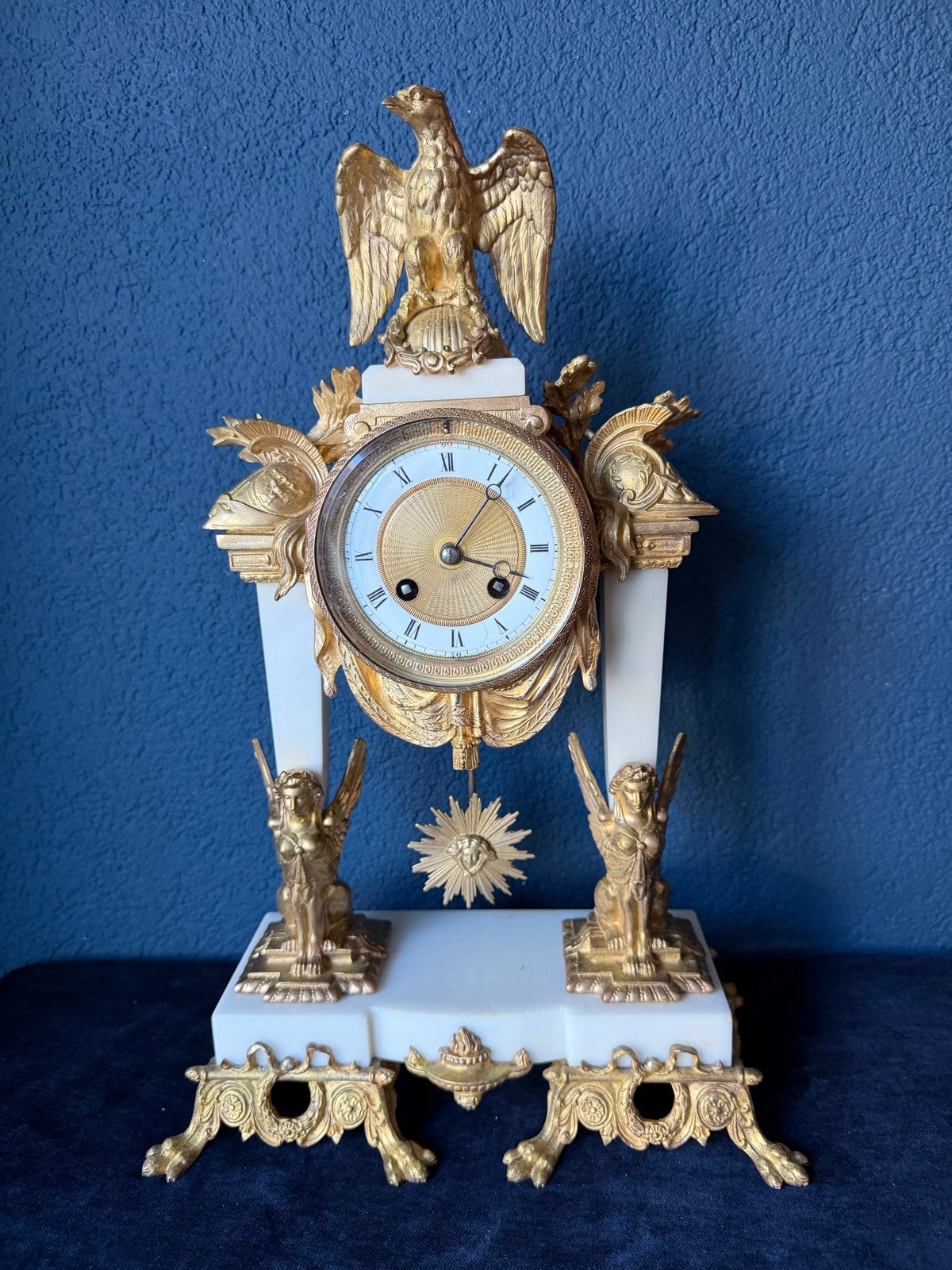 Antieke Empire Pendule Klok met Adelaar en Sfinxen, Ophalen