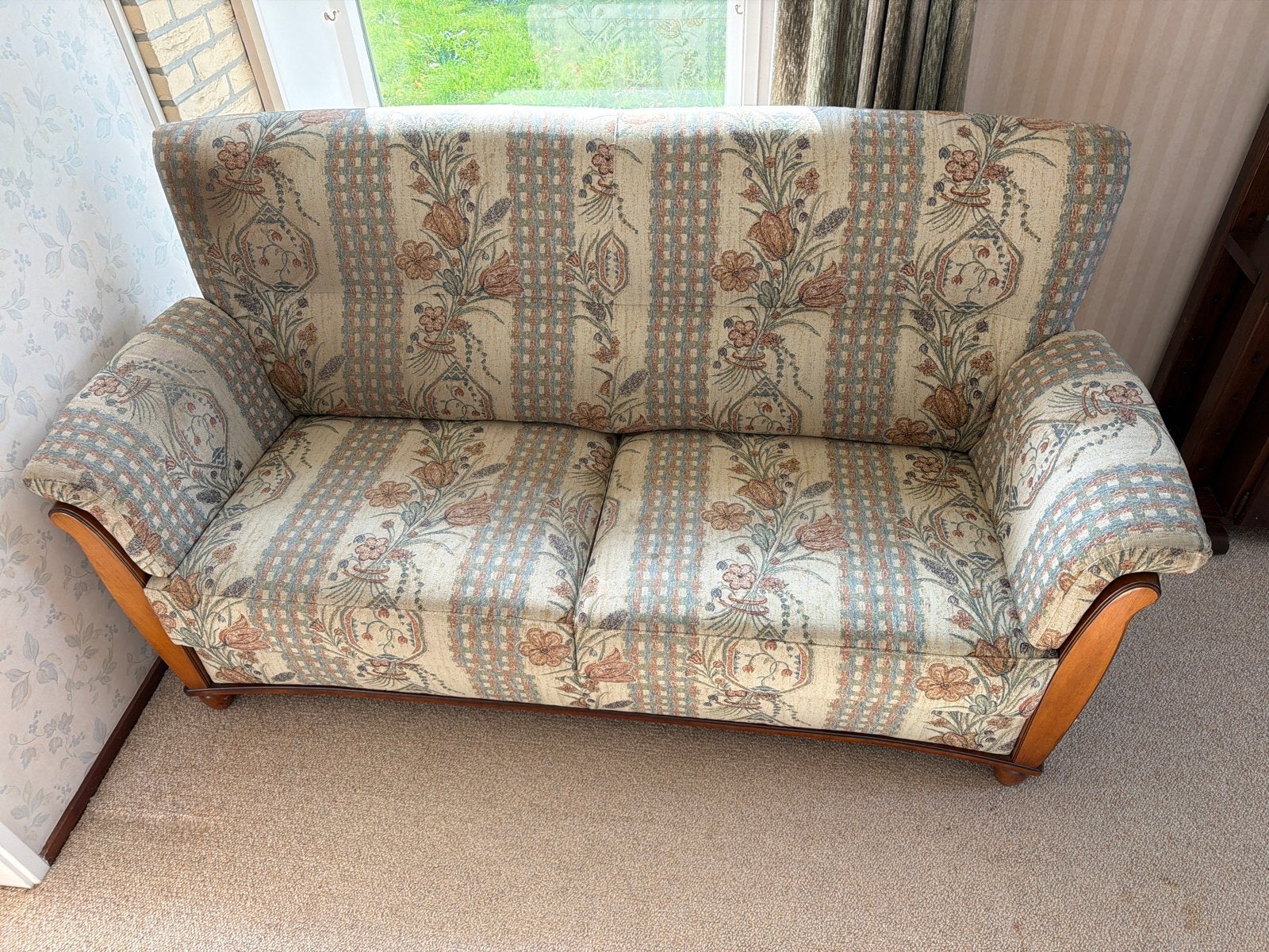 Vintage 2-3 zits bank met bloemenprint, Ophalen, Gebruikt, 150 tot 200 cm, Tweepersoons