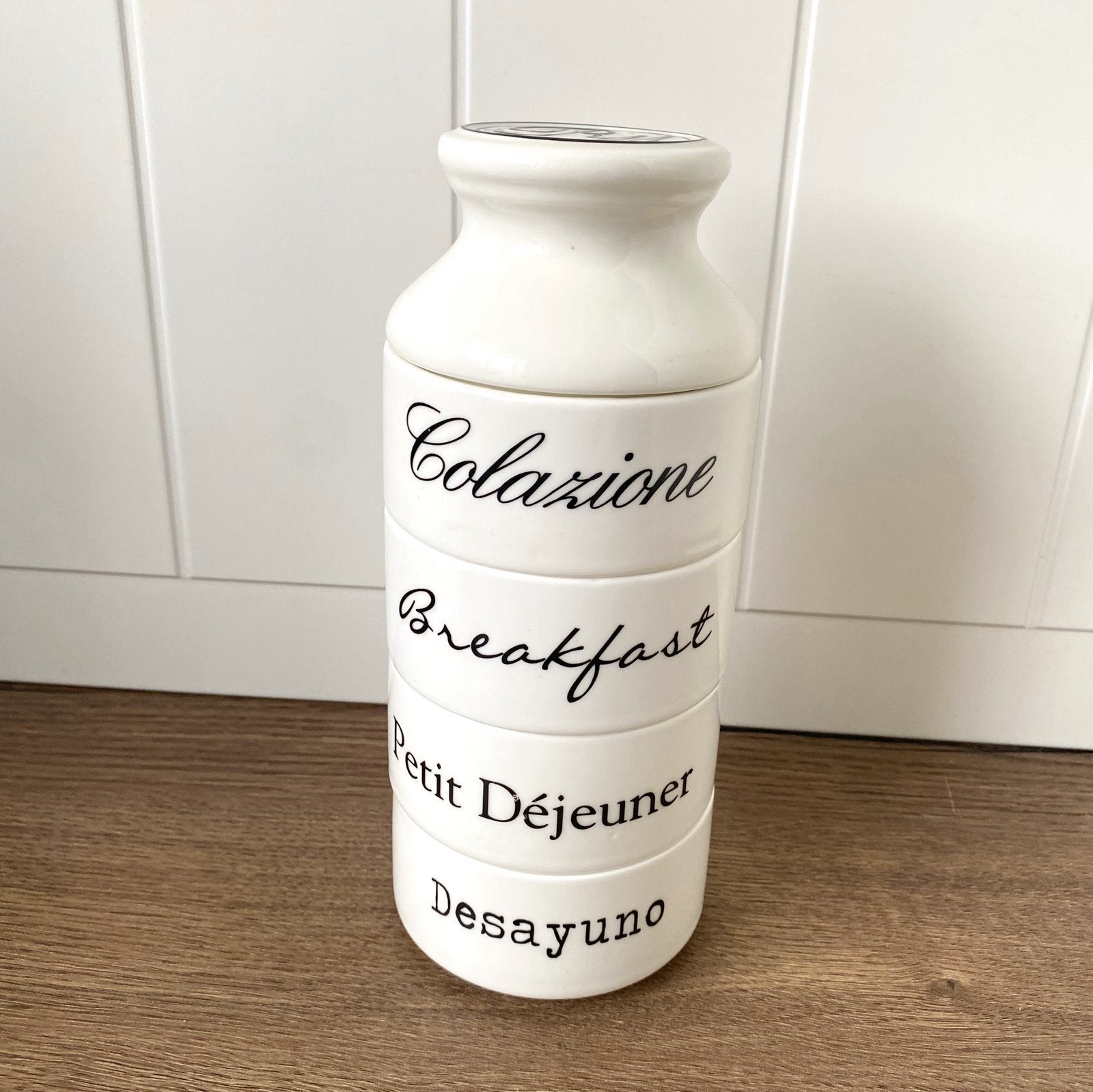 Riviera Maison Voorraadpot 'Breakfast' - Keramiek, Ophalen of Verzenden, Zo goed als nieuw, Voorraadpot, Steen/keramiek