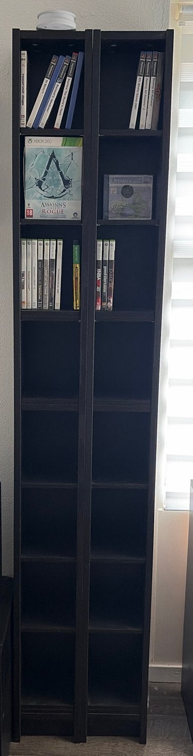 2 zwarte DVD/CD kasten, Ophalen, 150 discs of meer, Zo goed als nieuw, Hout