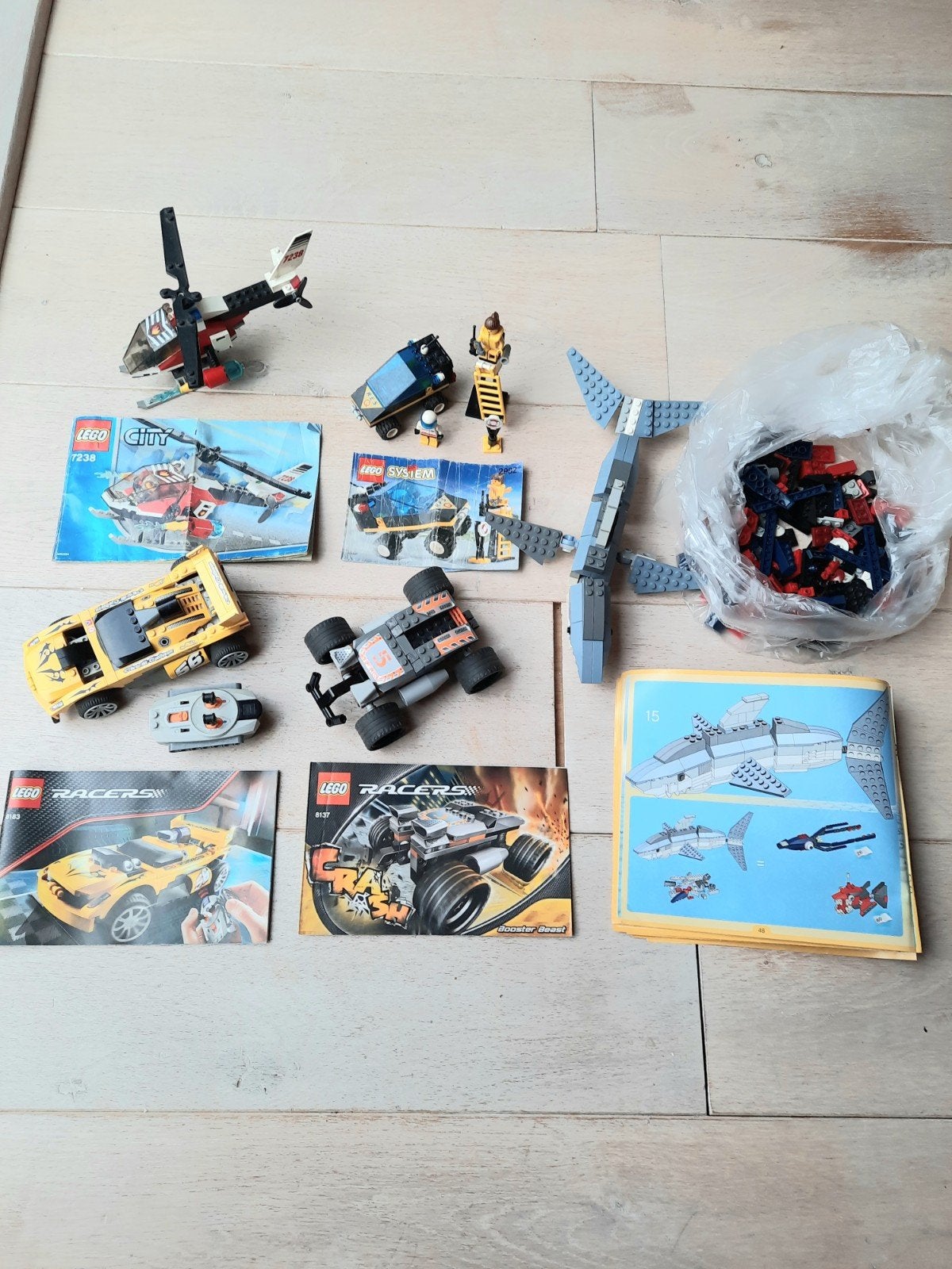 Lego Racers, Helikopter en Haai met boekjes, Kinderen en Baby's, Ophalen of Verzenden, Gebruikt