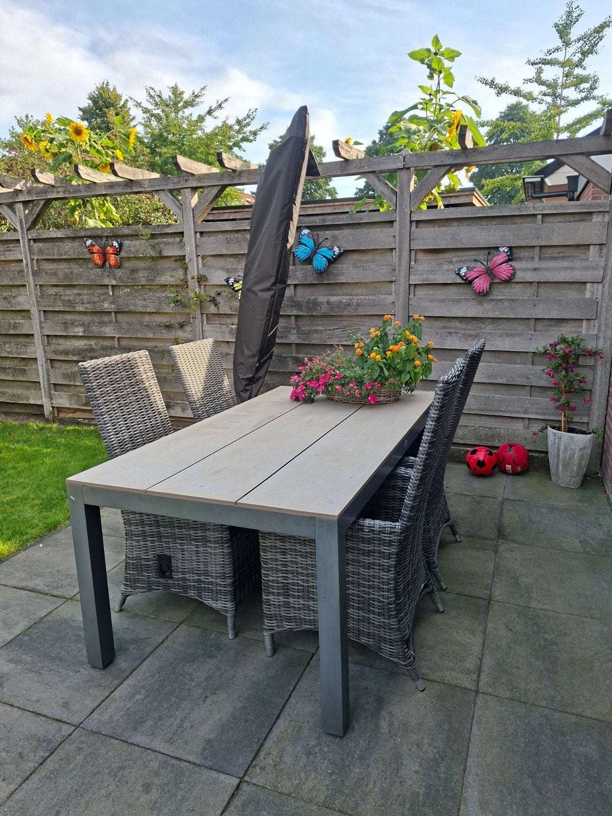 Tuinset Barbados: Tafel uit 2022, 180x100xH75 met 4 stoelen, Ophalen