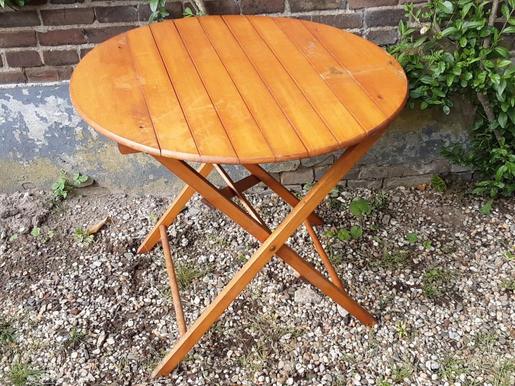 Antieke ronde inklapbare houten tafel, Ophalen of Verzenden