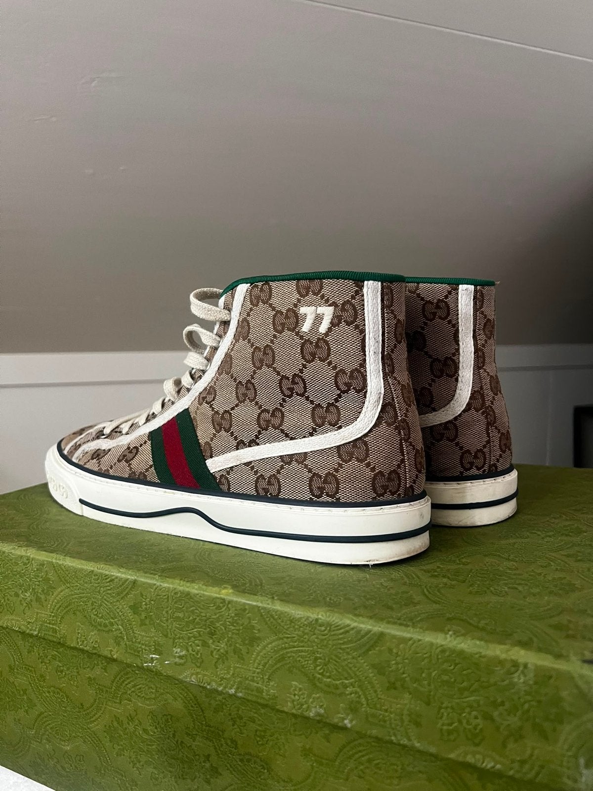 Gucci 1977 Hightop Sneakers Beige - Maat 41/42, Kleding | Heren, Schoenen, Ophalen, Zo goed als nieuw, Overige kleuren, Sneakers of Gympen