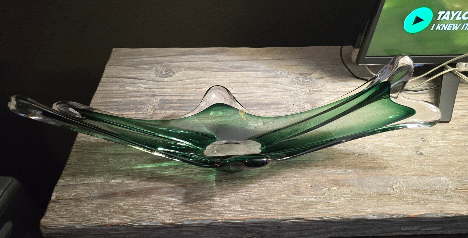 Grote Murano glazen schaal 'Gondel' - Groen, Antiek en Kunst, Ophalen of Verzenden