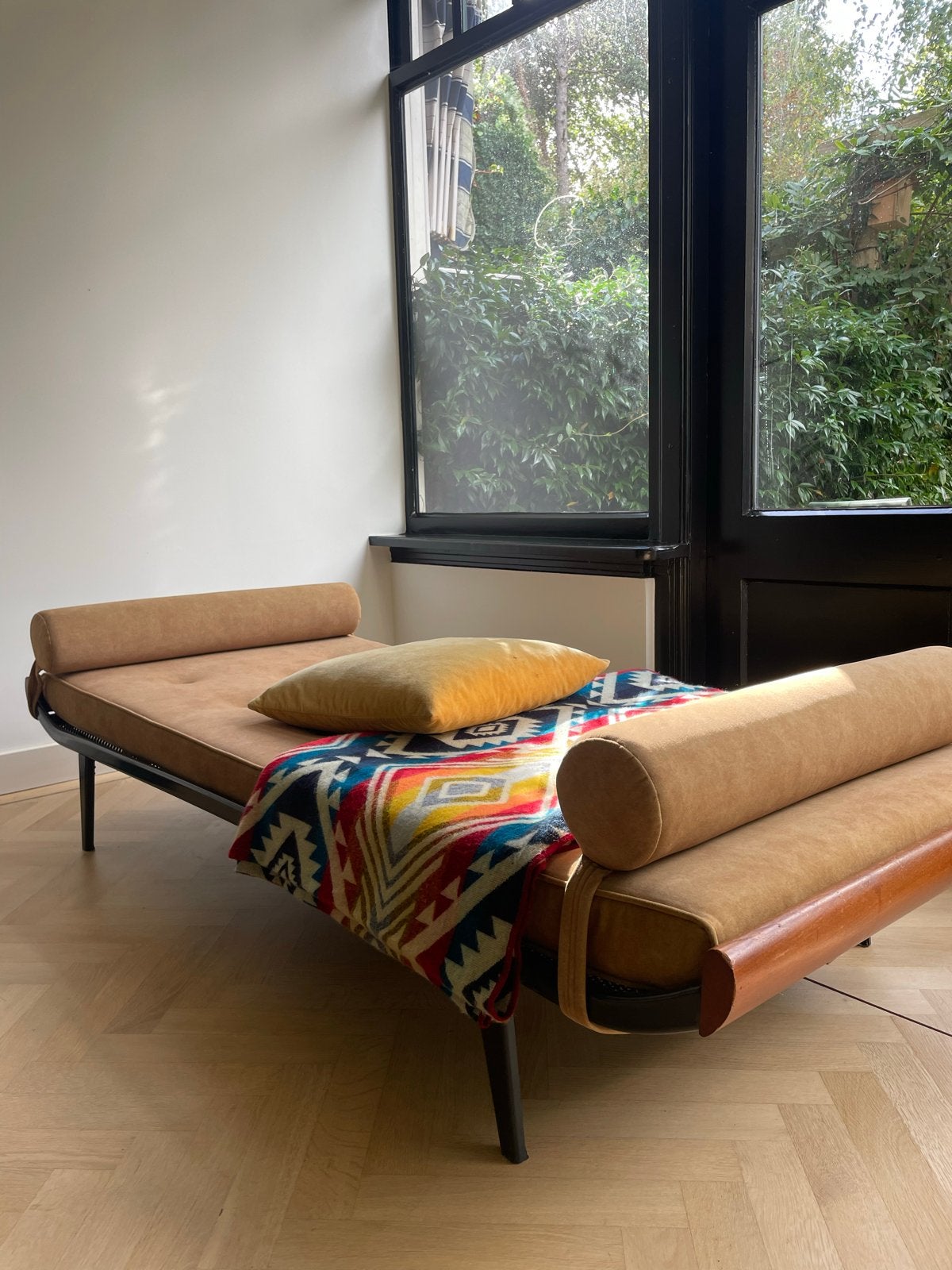 Vintage Auping daybed - opnieuw bekleed, Ophalen, Eenpersoons, Bruin, Zo goed als nieuw