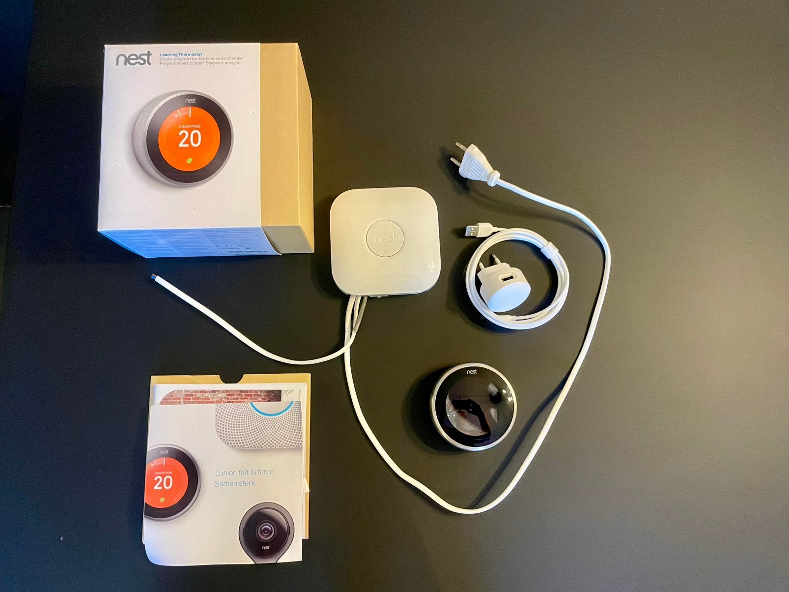 3e generatie Google Nest Learning Thermostat in doos, Ophalen, Slimme thermostaat, Zo goed als nieuw