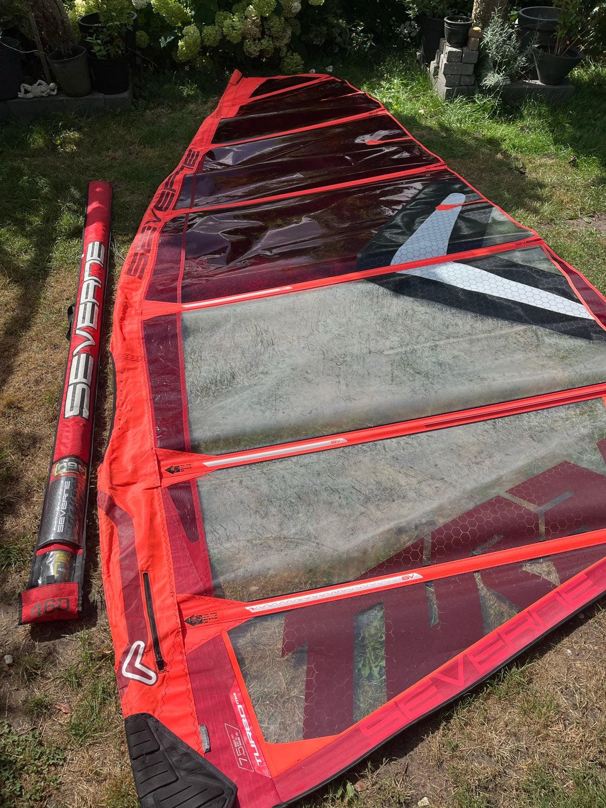 Severne Turbo GT 7.5m² windsurfzeil met 460 SDM mast, Watersport en Boten, Windsurfen, Ophalen, Met mast, Gebruikt, 6.5 m² tot 8 m²