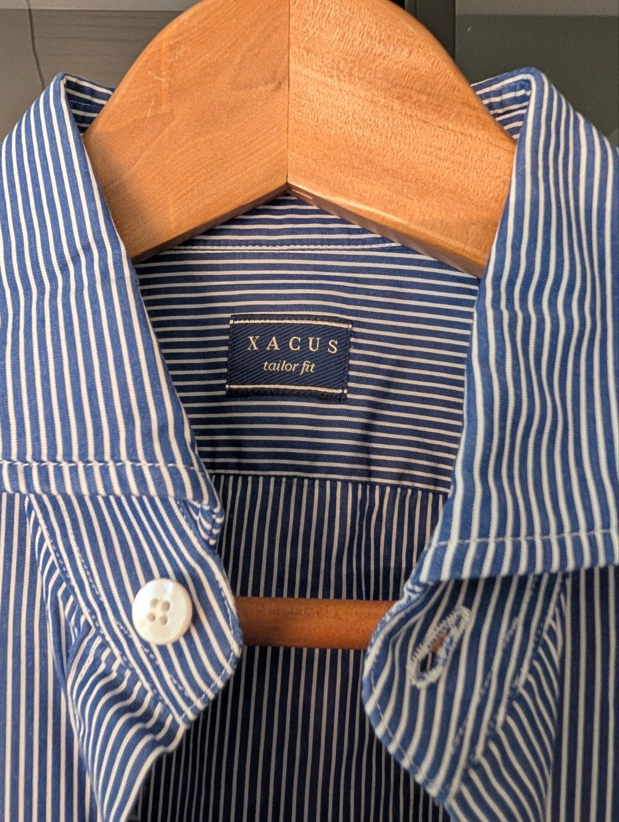 Xacus Overhemd blauw wit gestreept Maat 38, Halswijdte 38 (S) of kleiner, Ophalen of Verzenden, Zo goed als nieuw, Xacus