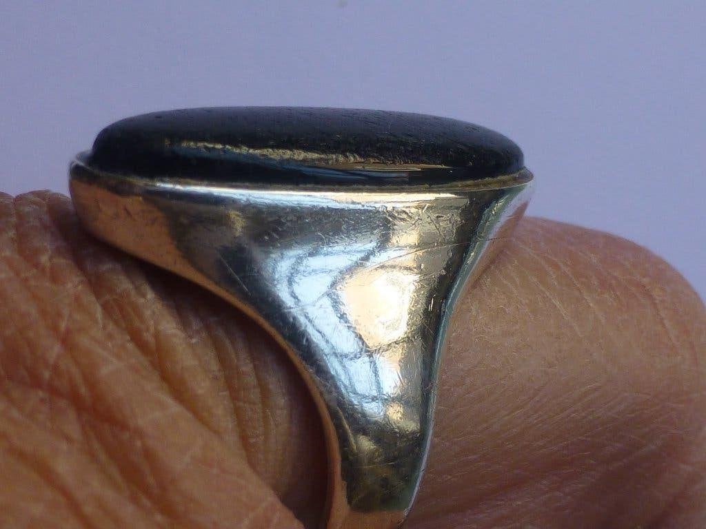 Zilveren Ring met grote Ovale Onyx / ringmaat 18,5 / 7 gram, 18 tot 19, Gebruikt, Verzenden, Met edelsteen