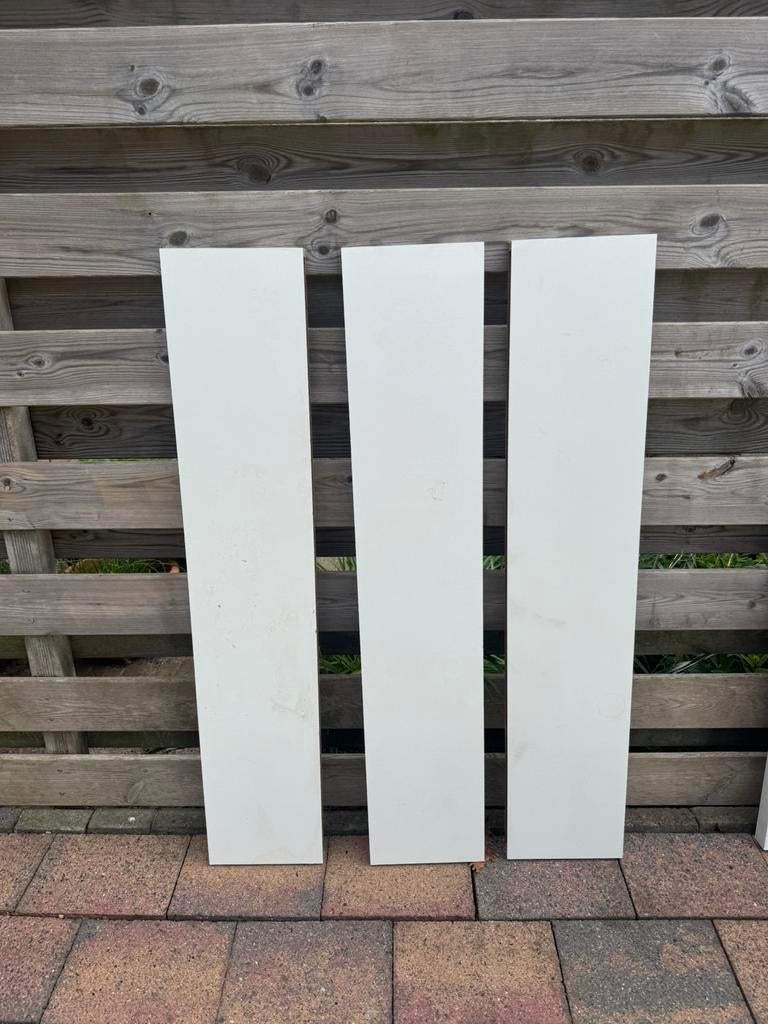 1/2/3 wandplanken met ophangsysteem wit 120x24x4, Ophalen of Verzenden, Zo goed als nieuw
