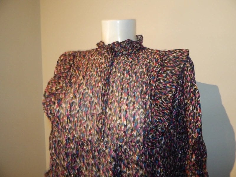 BA&SH jurkje tuniek kleurrijk knoopjes lijfje roesel kraag1S, Kleding | Dames, Jurken, Zo goed als nieuw, Ba&sh, Maat 36 (S), Boven de knie