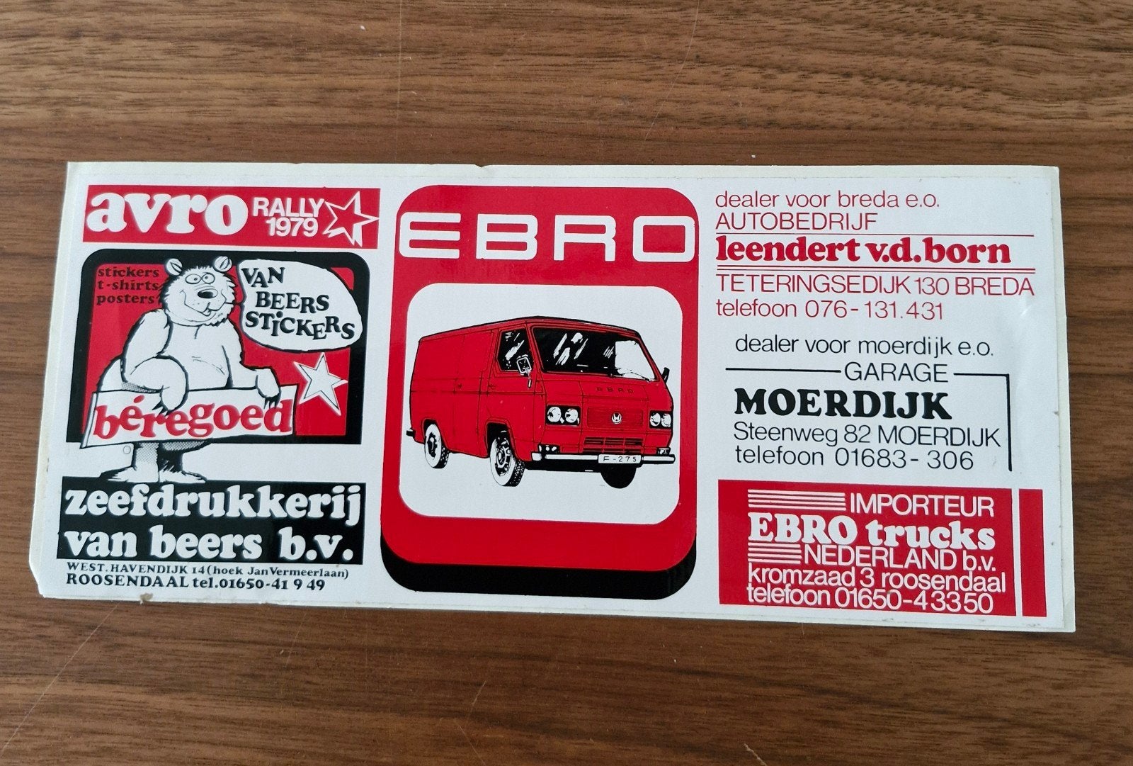 G 194 Vintage EBRO bestelwagen sticker - Avro Rally 1979, Ophalen of Verzenden, Zo goed als nieuw, Auto of Motor