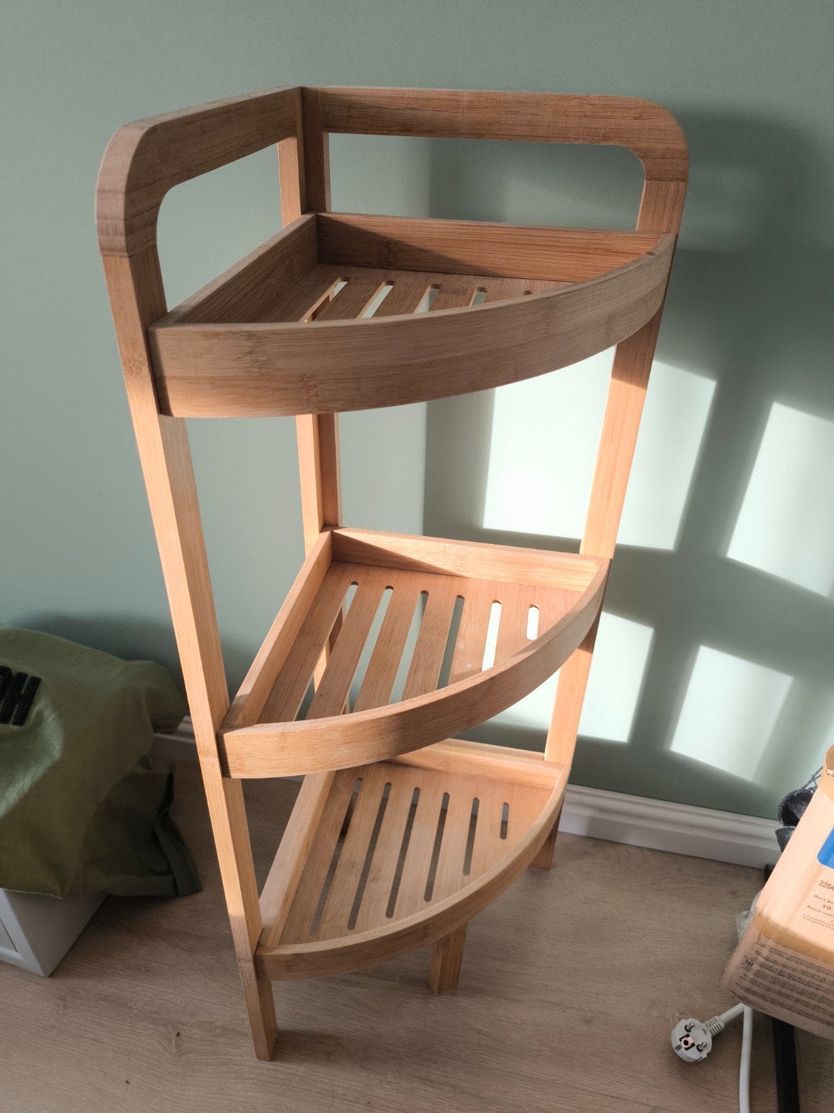 Hoekplank bamboe kastje 85 cm badkamer hoekrek met planken, Ophalen