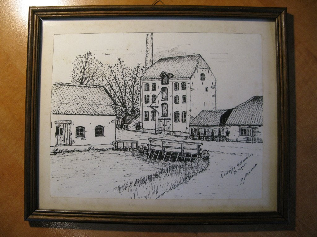gedrukte prent Woenselse watermolen Eindhoven Woensel, Verzamelen, Foto's en Prenten, Gebruikt, Ophalen of Verzenden, Gebouw, Voor 1940