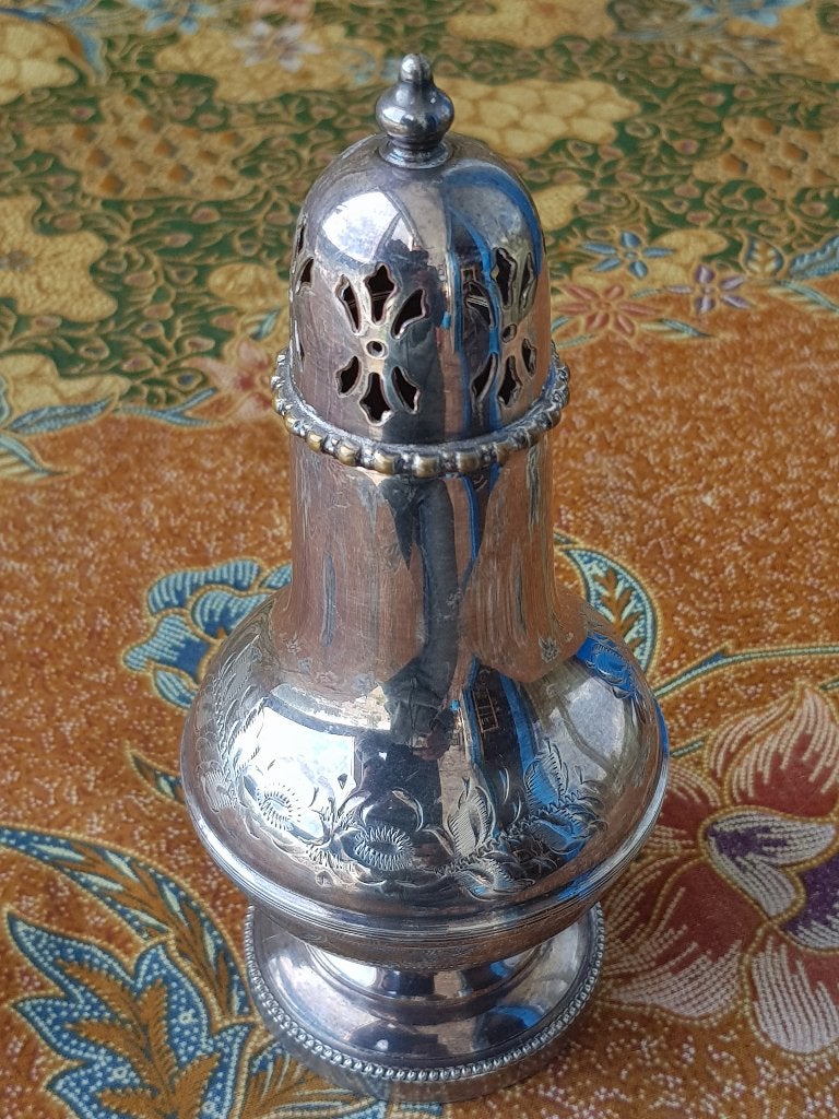 Antieke silverplate strooier uit Engeland 16,2 cm., Antiek en Kunst, Ophalen of Verzenden