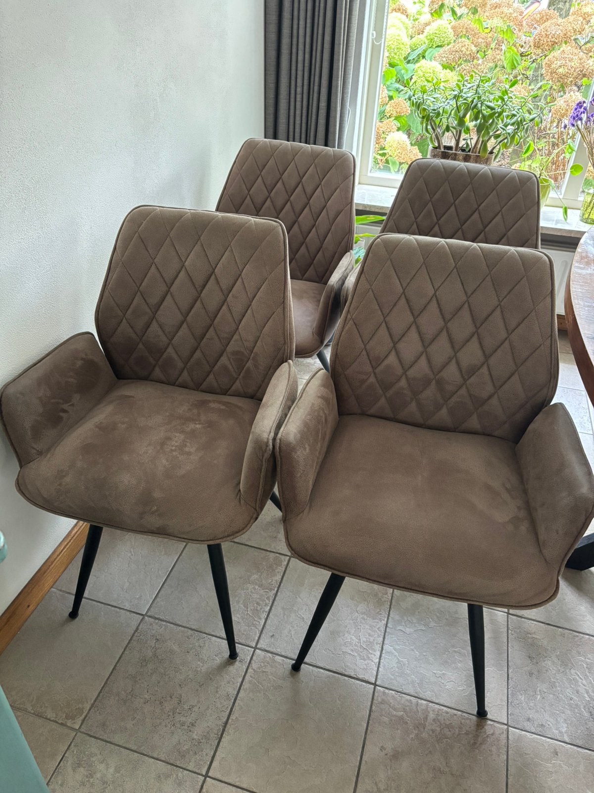 Eetkamerstoelen 4 stuks, Ophalen, Gebruikt, Leer, Vier