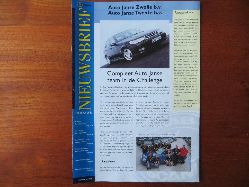 Saab Nieuwsbrief (nr. 3 1999), Ophalen of Verzenden, Nieuw, Overige merken