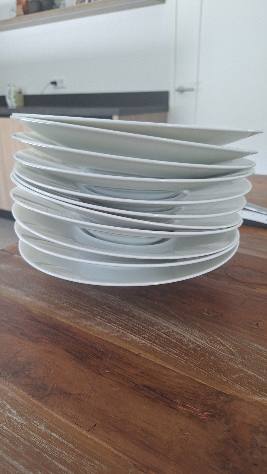 Set van 10 witte borden - Gebruikt, Ophalen, Zo goed als nieuw, Bord(en), Overige stijlen