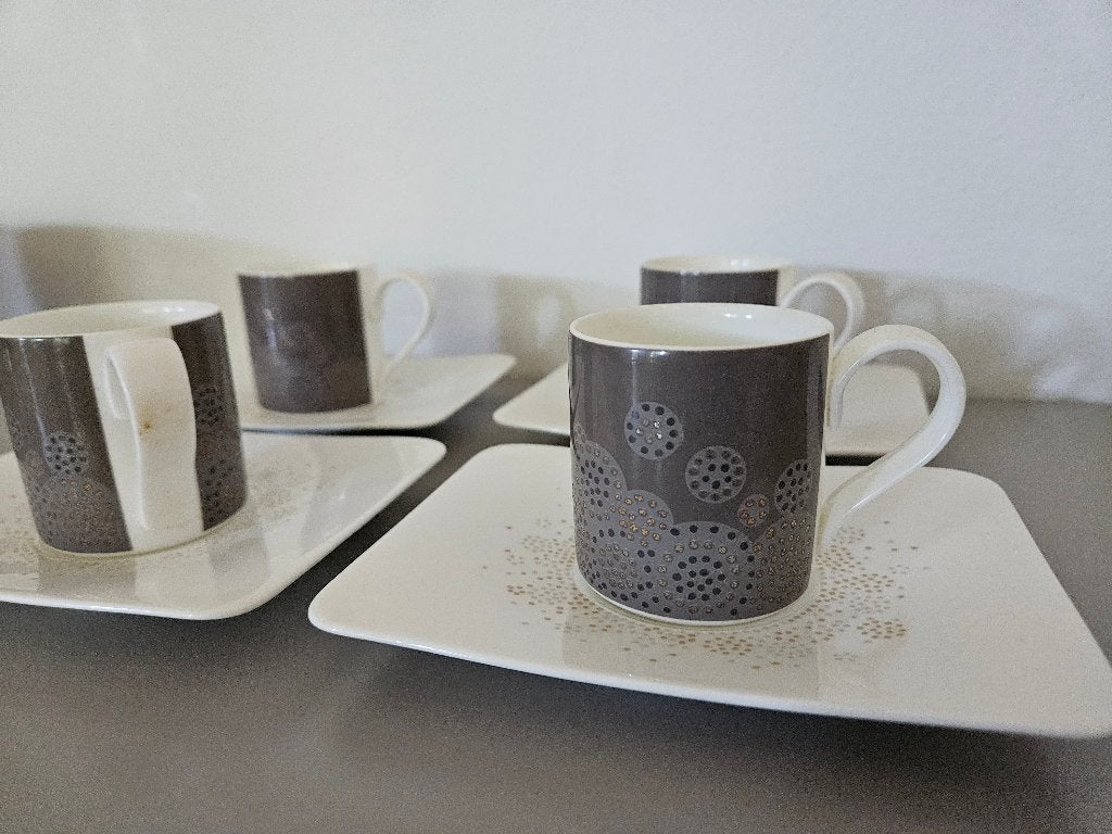 Vintage Villeroy & Boch espresso kopjes – set van 4, Villeroy & Boch, Ophalen of Verzenden, Zo goed als nieuw, Overige stijlen