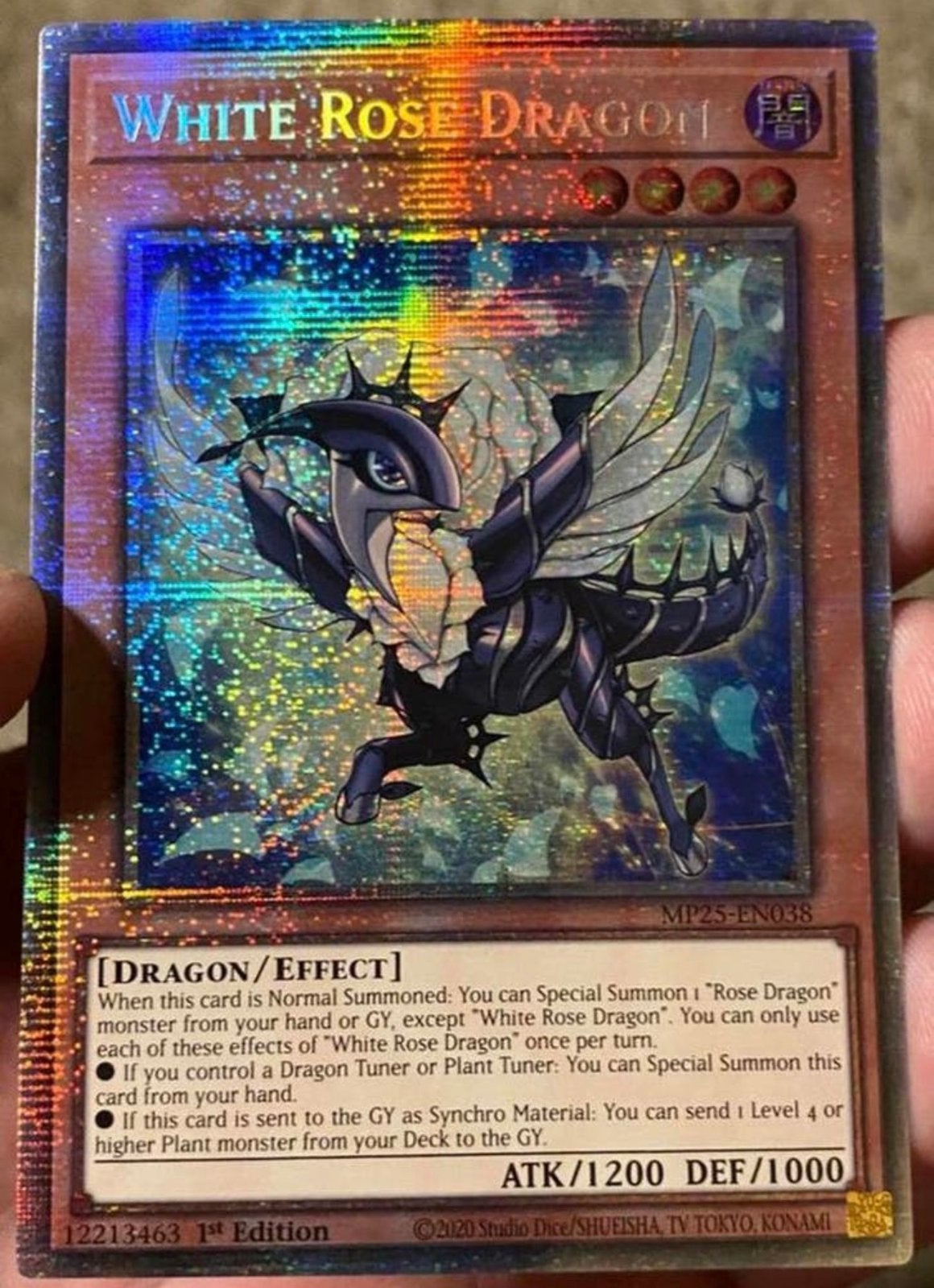 Yu-Gi-Oh! White Rose Dragon MP25 1st Ed Starlight Rare !, Ophalen of Verzenden, Zo goed als nieuw, Losse kaart, Foil