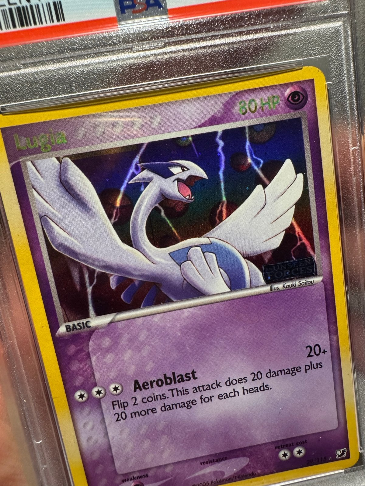Lugia Unseen Forces Reverse Holo PSA 7 NM Pokémon Kaart, Ophalen, Zo goed als nieuw, Losse kaart, Foil