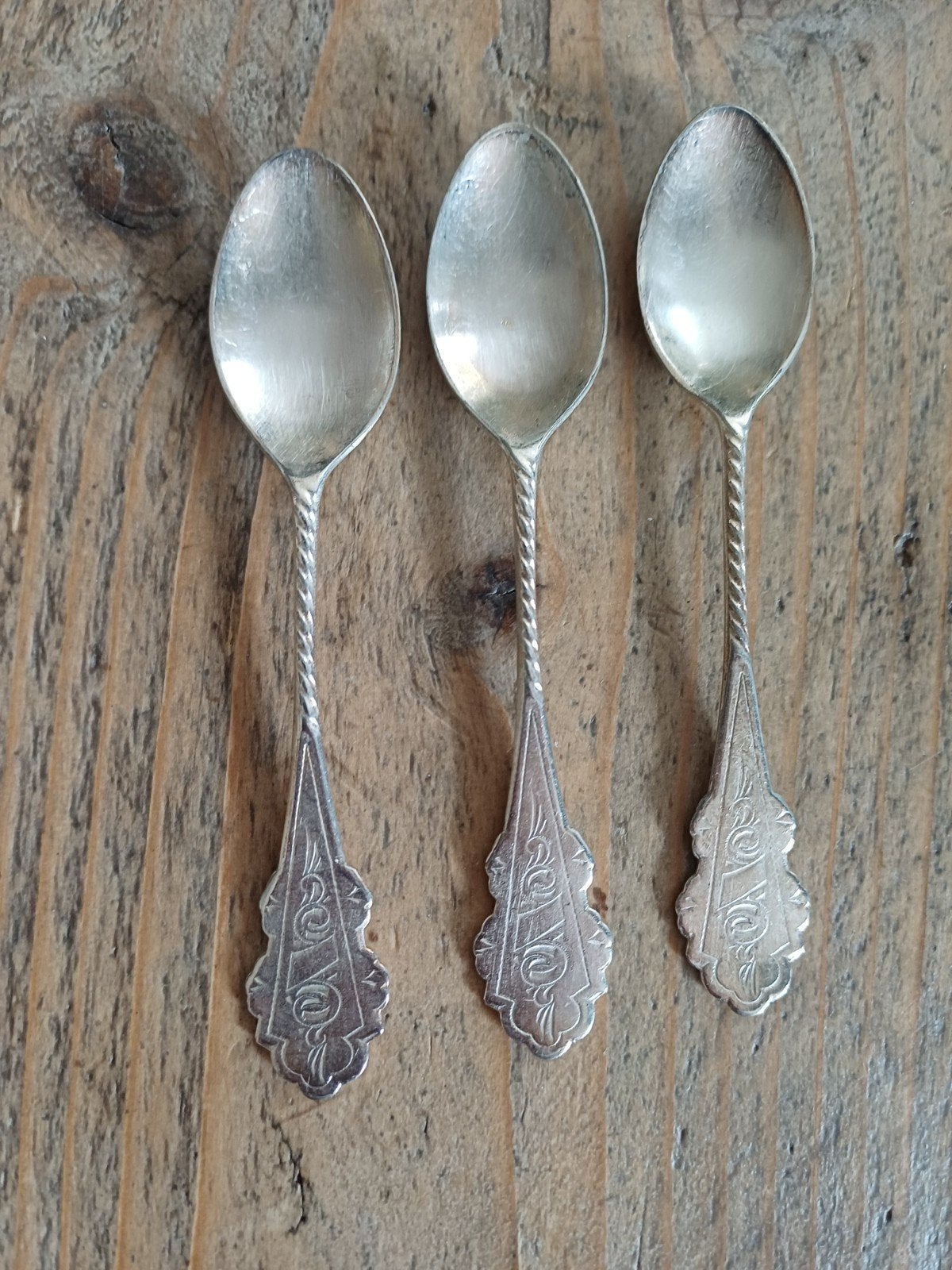 Set van 3 Vintage Zilverkleurige Lepeltjes, Ophalen of Verzenden