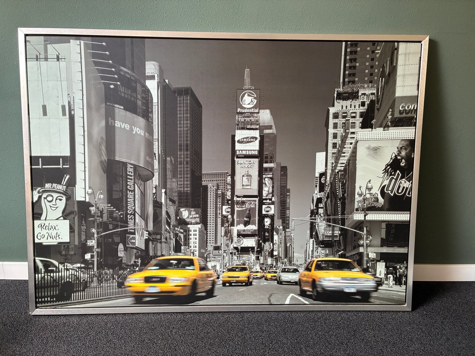 Poster Times Square New York - Zwart-wit met kleuraccent, Ophalen, Gebruikt, Met lijst, Rechthoekig Liggend