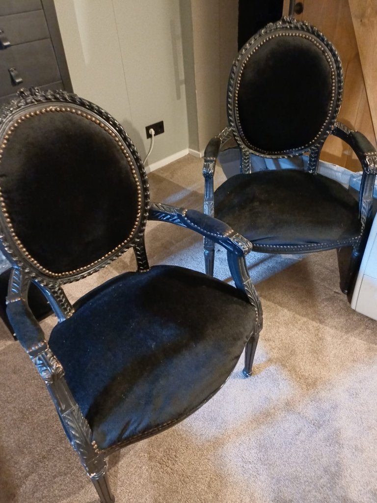 2 sier stoelen, Ophalen, Gebruikt, Twee, Zwart