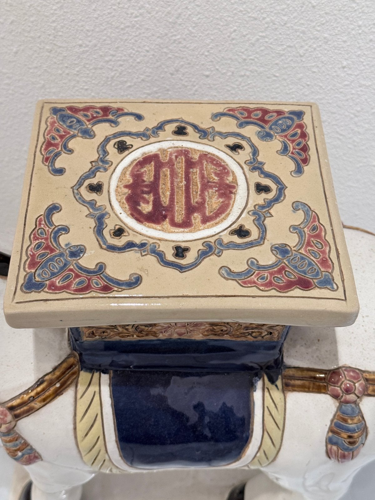 Vintage Chinees Keramisch Paard Tang-Stijl Plantentafel Kruk, Ophalen