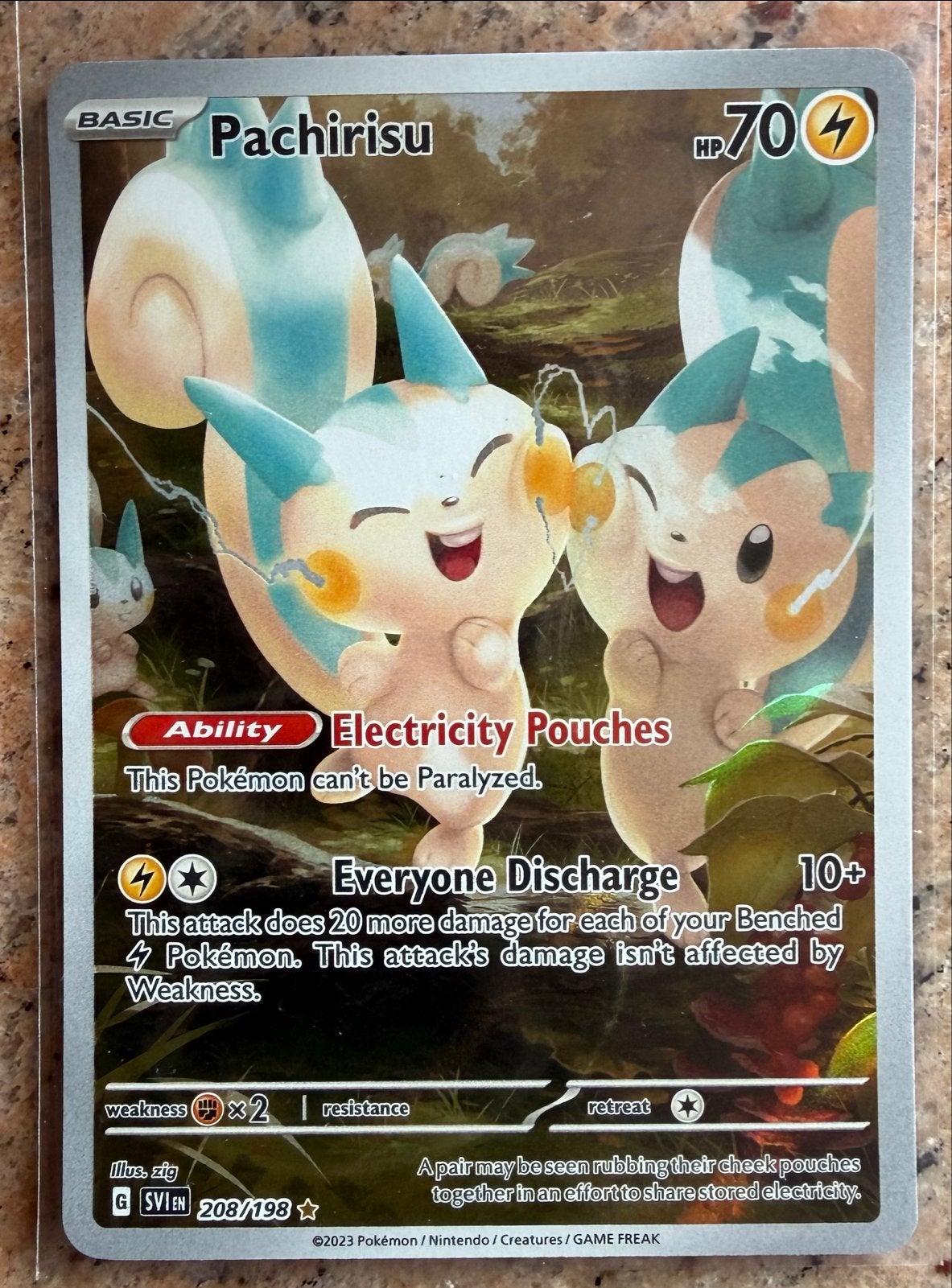 Pachirisu 208/198 - Scarlet & Violet Pokémon Kaart, Ophalen of Verzenden, Zo goed als nieuw, Losse kaart