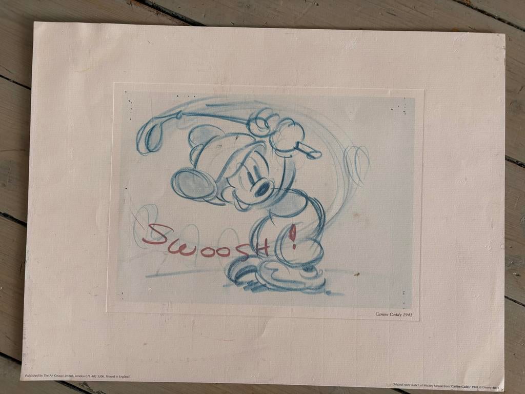 Originele schets Mickey Mouse - Canine Caddy 1941, Antiek en Kunst, Ophalen of Verzenden