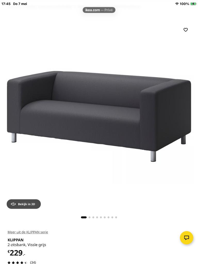 Klippan bank Van IKEA., Huis en Inrichting, Banken | Bankstellen, Ophalen, Gebruikt, 150 tot 200 cm, Tweepersoons