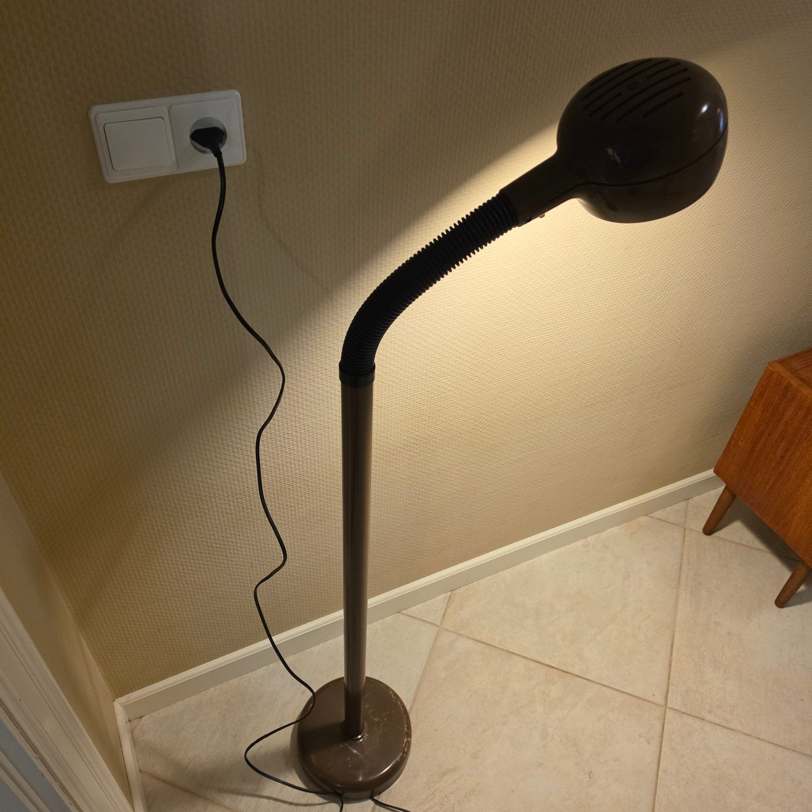Vintage Fagerhults Vloerlamp Jaren 70 Oogbol Bruin, Verstelbaar, Ophalen of Verzenden, IKEA, Design