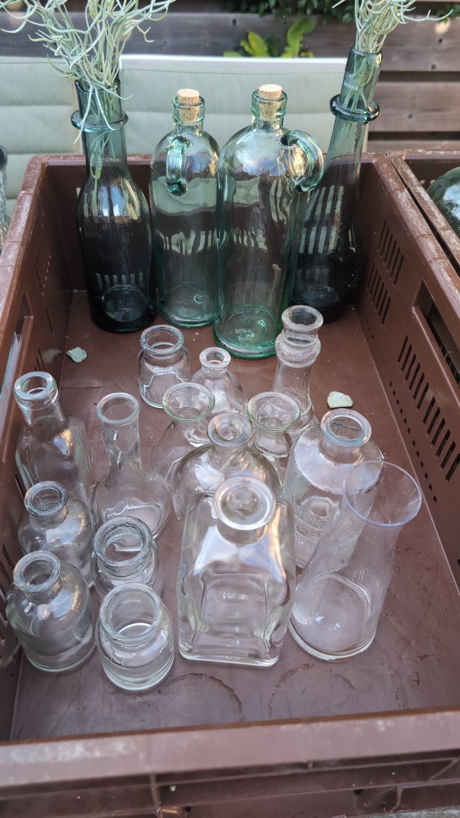 Diverse glazen flessen en potten - decoratie, Ophalen, Gebruikt, Glas