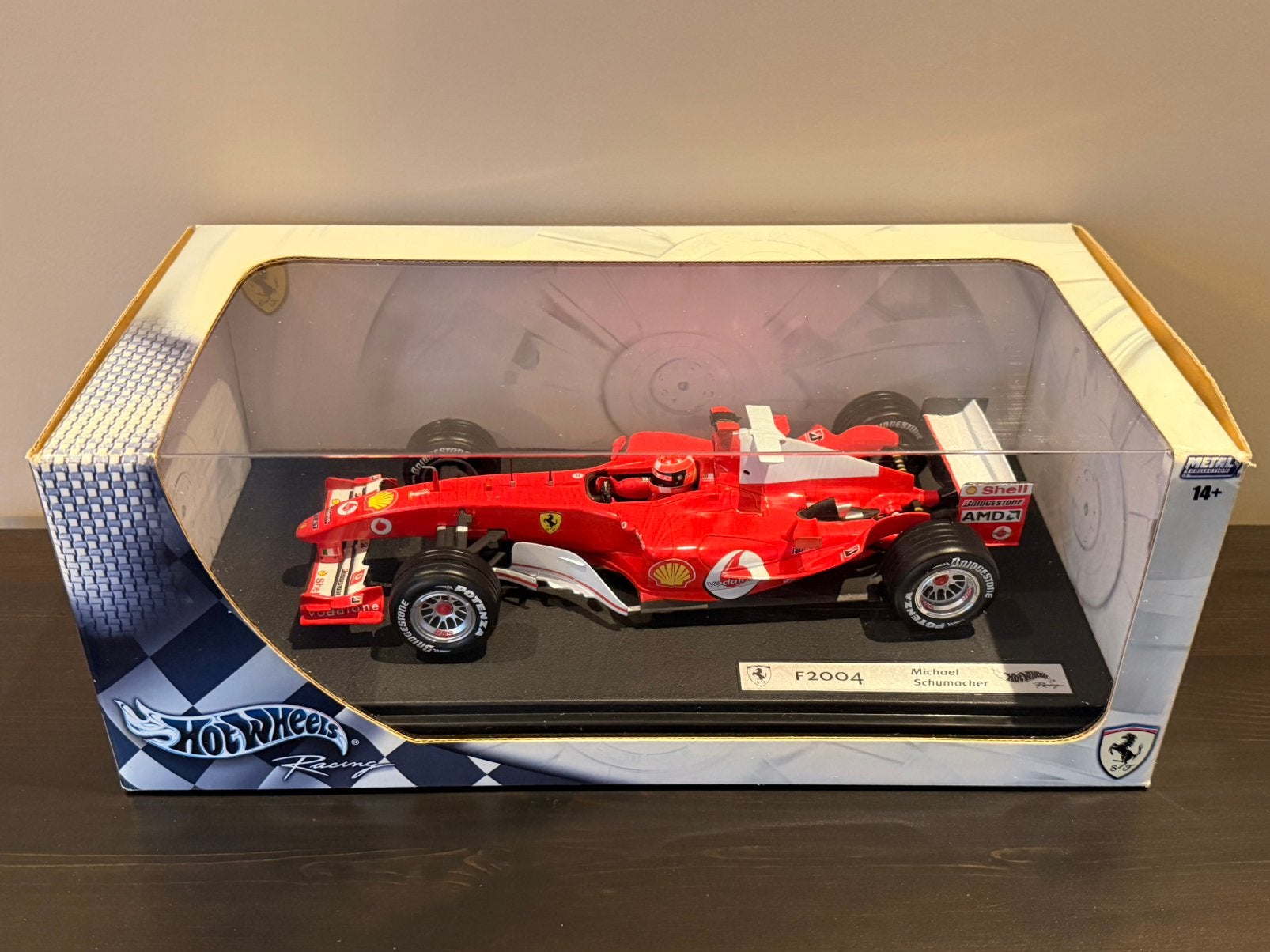 Hot Wheels Racing Ferrari F2004 Michael Schumacher, Hobby en Vrije tijd, Modelauto's | 1:18, Ophalen of Verzenden, Hot Wheels