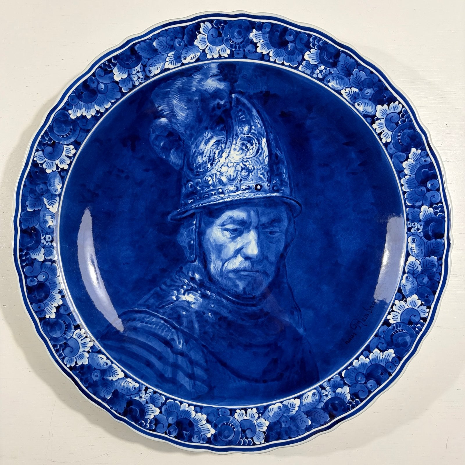 Delfts Blauw bord De Porceleyne Fles, Man met de Gouden helm, Antiek en Kunst, Ophalen of Verzenden