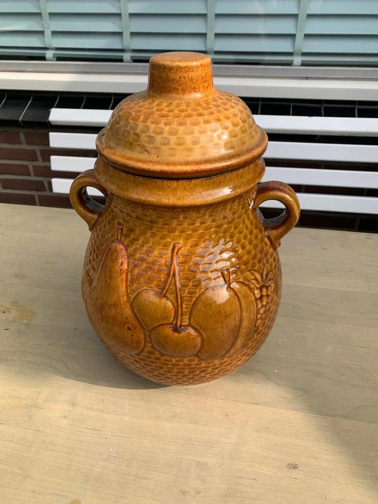 Rumtopf aardewerk pot, Overige kleuren, Aardewerk of Porselein, Ophalen of Verzenden, Zo goed als nieuw