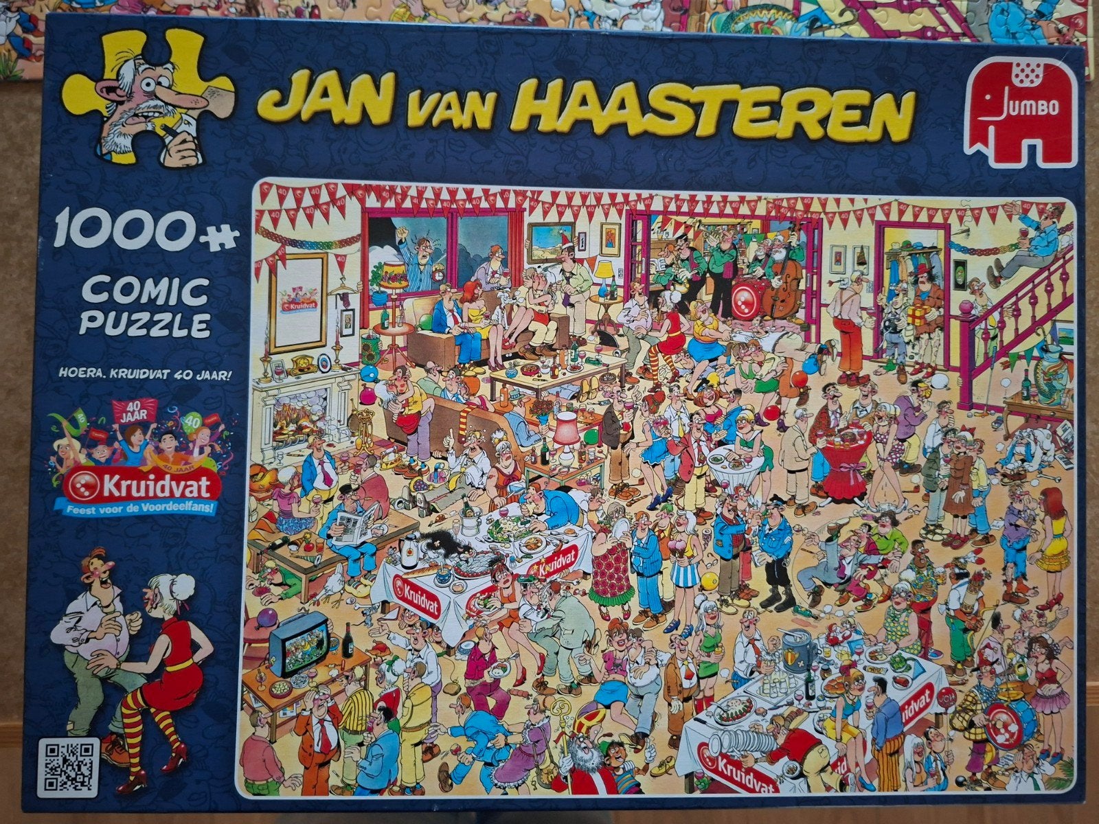 Jan van Haasteren  1000 stukjes Hoera, Kruidvat 40 jaar!, Ophalen of Verzenden, 500 t/m 1500 stukjes, Zo goed als nieuw, Legpuzzel