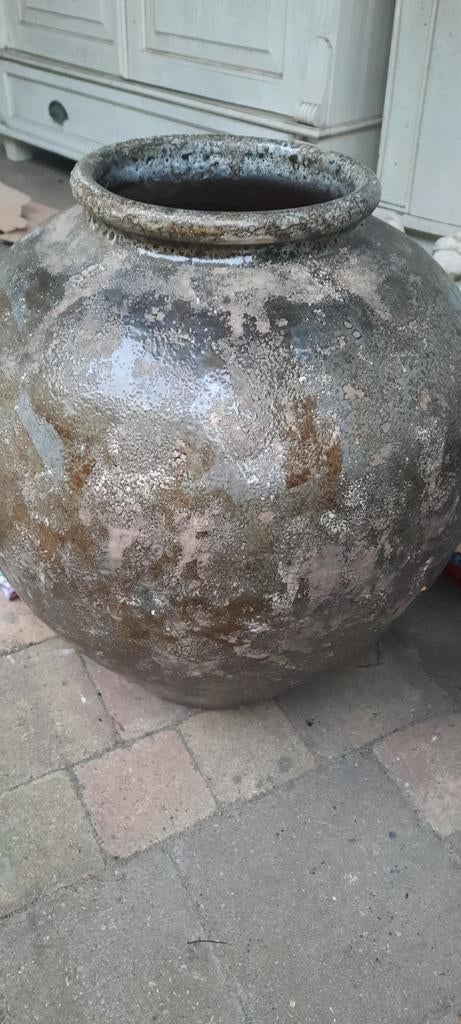 Grote decoratieve portugese aardewerken pot, Antiek en Kunst, Ophalen