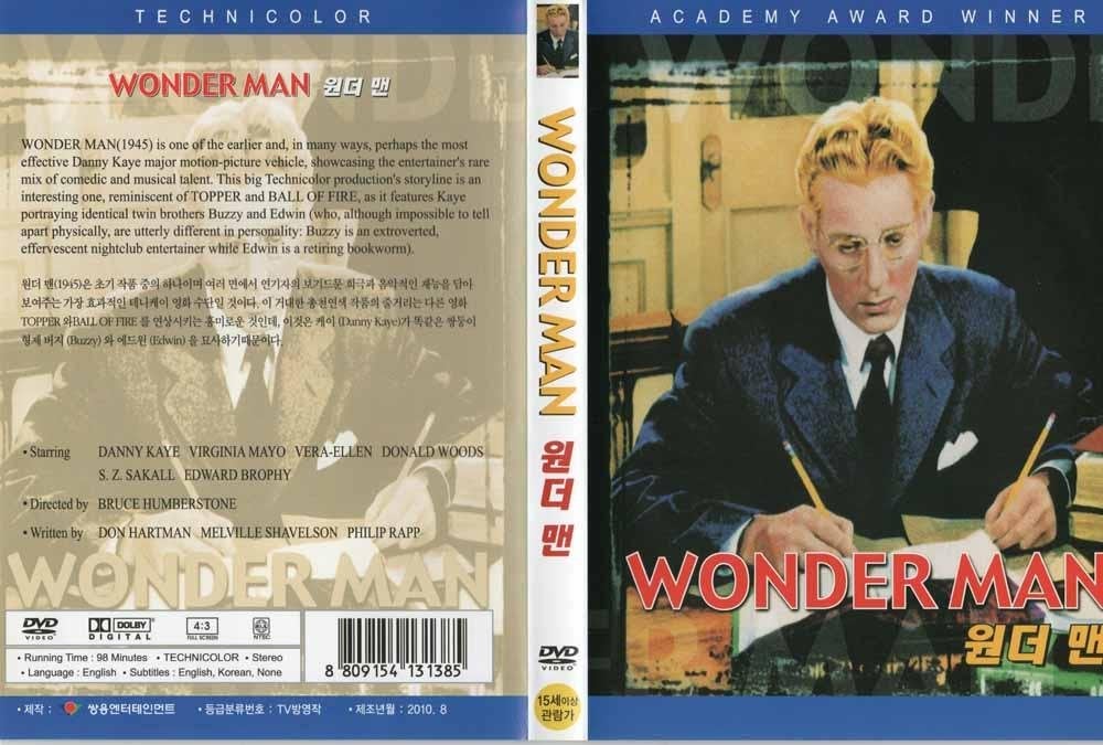 Wonder Man 1945 DVD met Danny Kaye, Virginia Mayo,, Alle leeftijden, Ophalen of Verzenden, Zo goed als nieuw, Actie en Avontuur