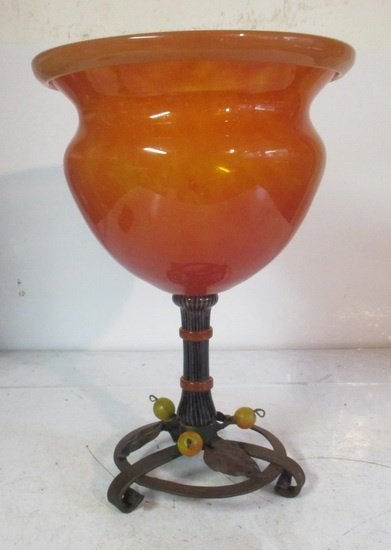 grote Schneider coup bowl op smeedijzer basis met fruit 18, Antiek en Kunst, Ophalen