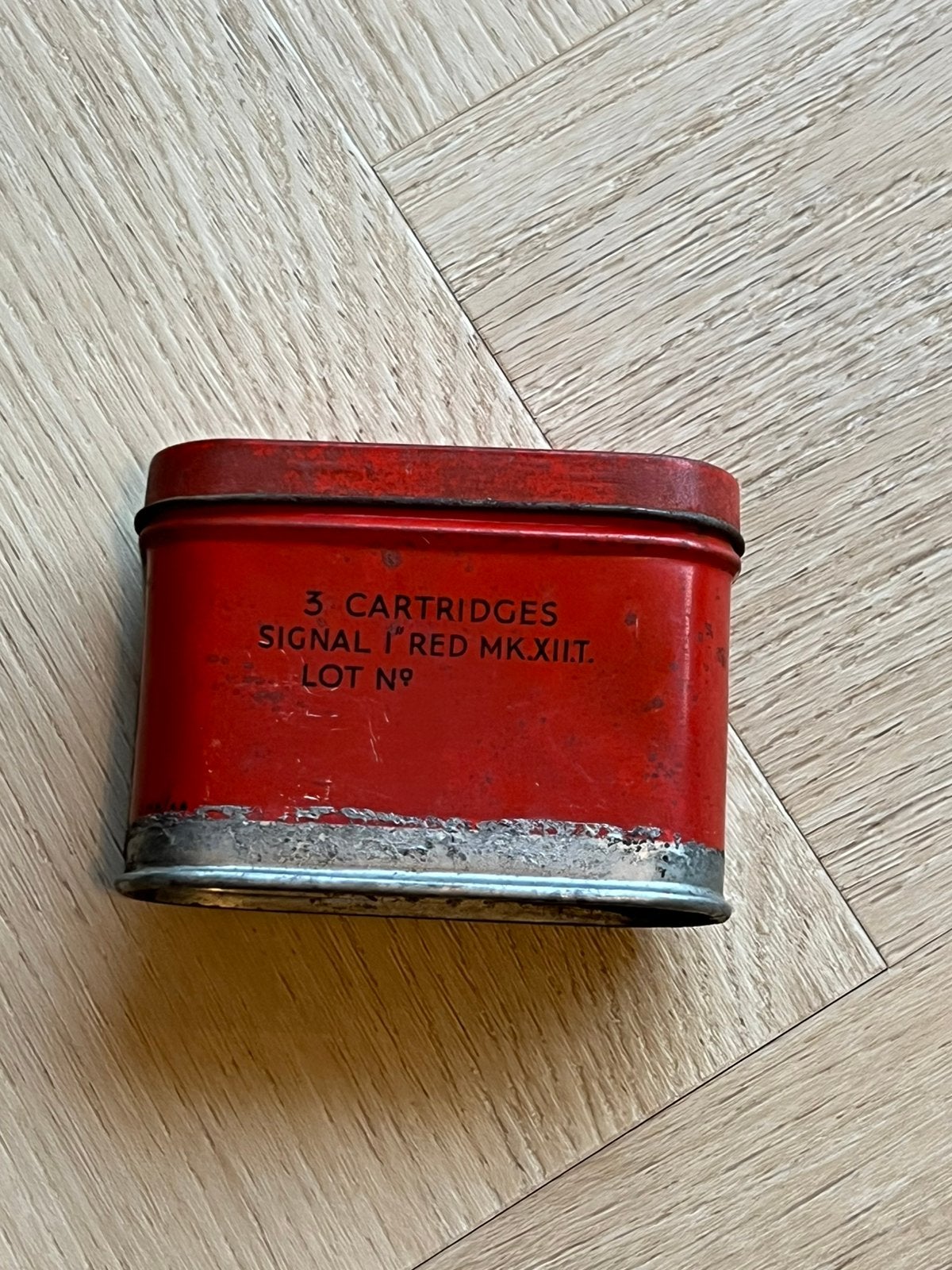 Brits canadees Blikje signaal patronen rood, Ophalen of Verzenden, Landmacht, Engeland, Kist of Geocache