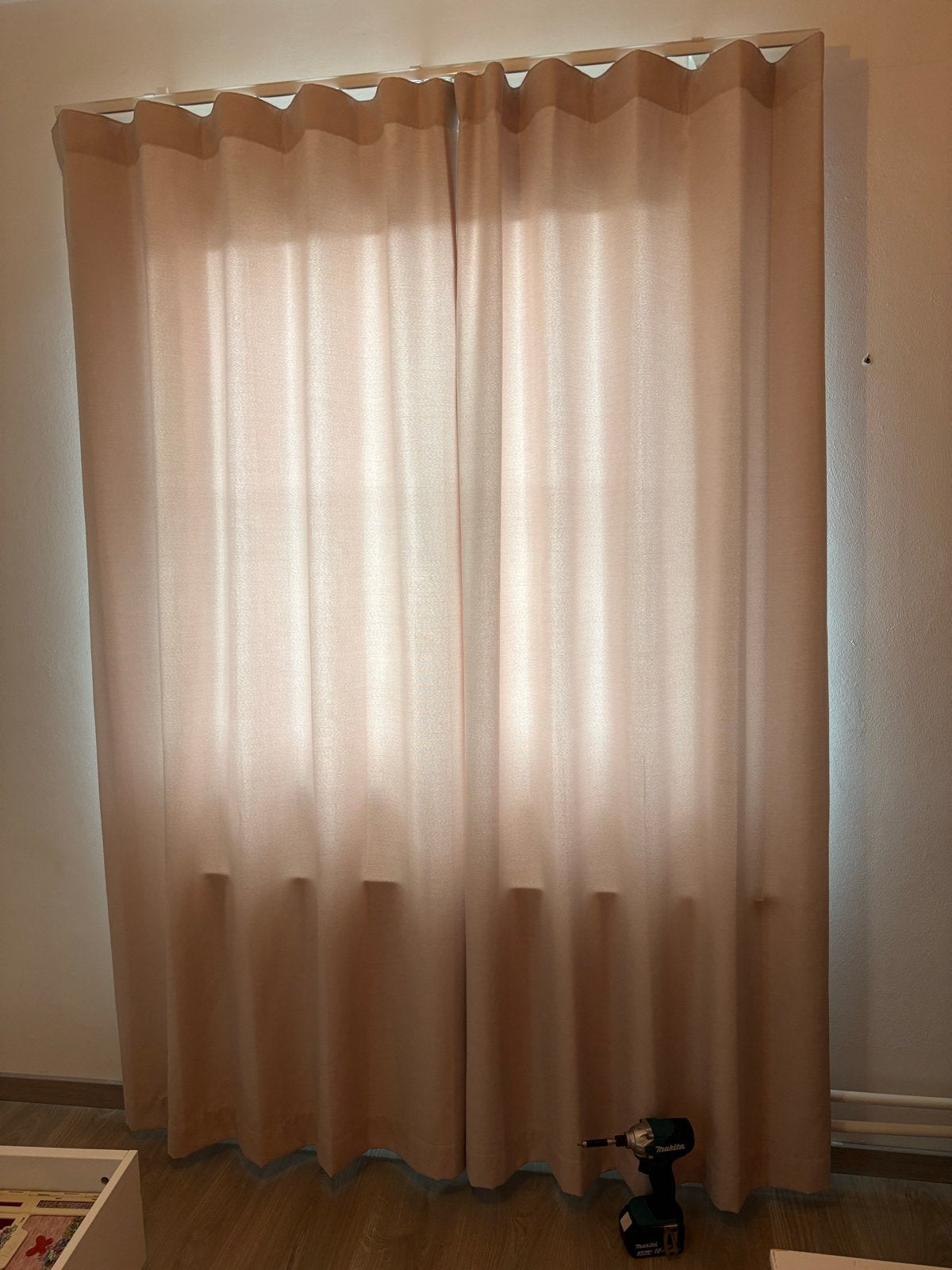 Lichtdoorlatende gordijnen - licht roze - 2 stuks, Ophalen, 145 cm, 208 cm, Katoen