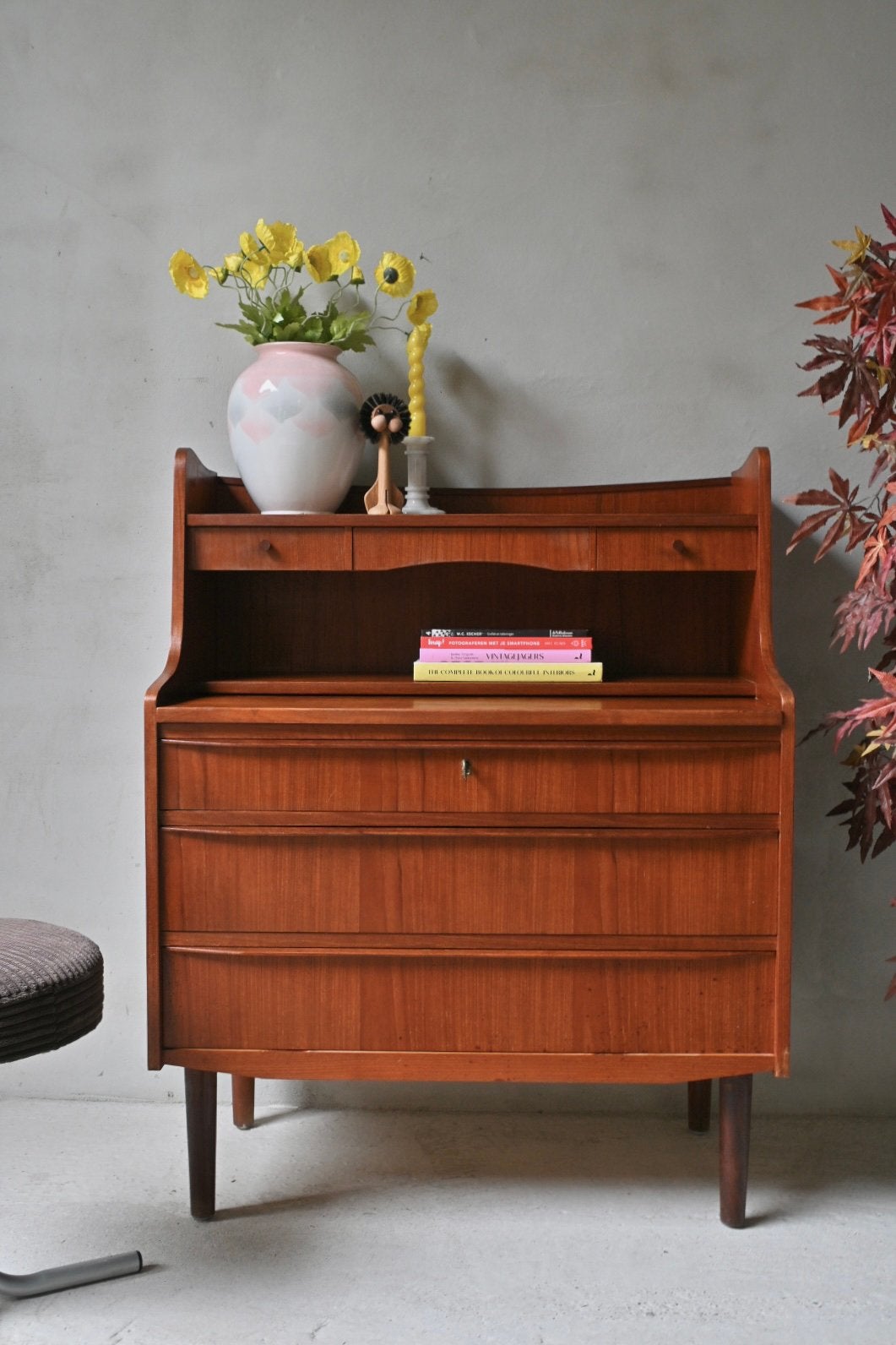 Deens Design secretaire/kaptafel met verborgen spiegel, Ophalen, Deens Design, Deens Design, Deens Design